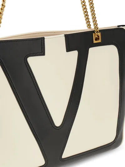 Valentino Chain Strap Shopper Featuring External Pocket In White