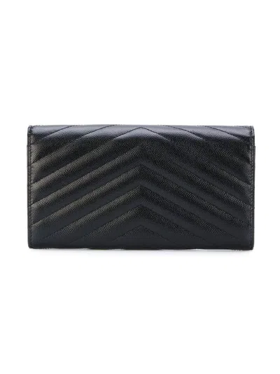 Saint Laurent Black Monogram Grain De Poudre Large Wallet In Black