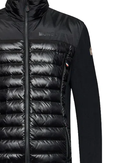 Moncler Padded Sweatshirt With High Collar And Long Sleeves In Black
