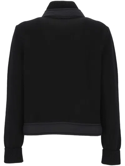 Moncler Grenoble High Neck Quilted Cardigan In Black