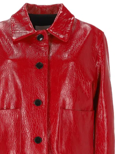 Cassell Embossed-effect Leather Jacket In Red