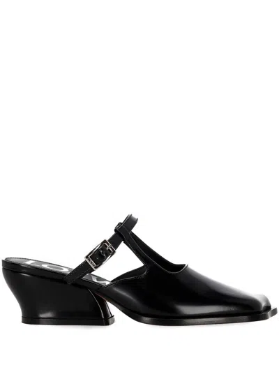 Loewe Modern Leather Onda Mules With Block Heel In Black