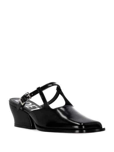 Loewe Modern Leather Onda Mules With Block Heel In Black