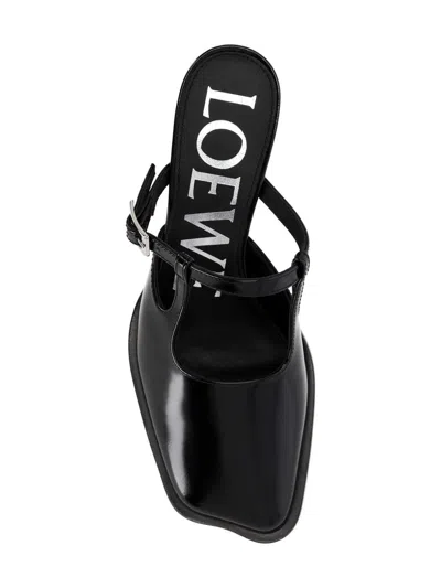 Loewe Modern Leather Onda Mules With Block Heel In Black