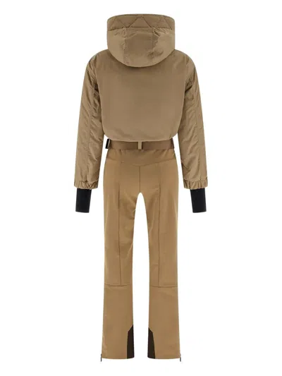 Moncler Insulated Ski Overall Featuring Adjustable Elements In Brown