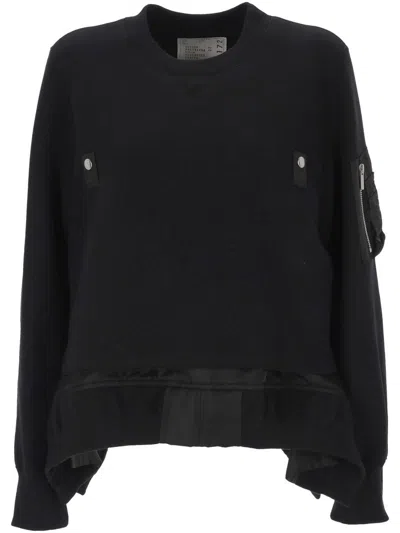 Sacai Long-sleeved Sweatshirt In Black