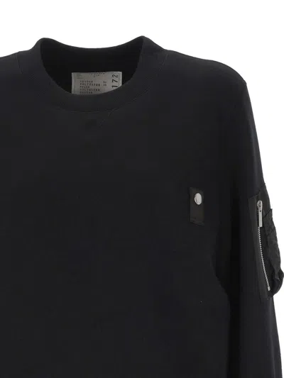 Sacai Long-sleeved Sweatshirt In Black