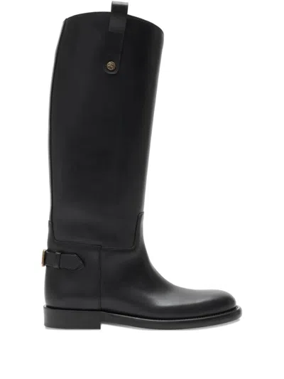 Burberry Cavalier Boots In Leather In Black
