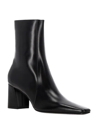 Saint Laurent Rainer 75 Patent Leather Ankle Boots In Black
