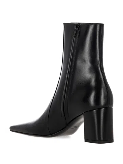 Saint Laurent Rainer 75 Patent Leather Ankle Boots In Black