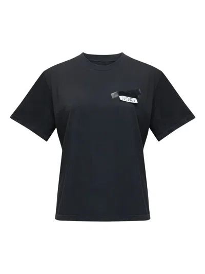 Mm6 Maison Margiela Black Logo T-shirt In Black