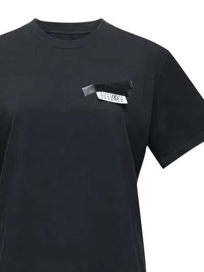 Mm6 Maison Margiela Black Logo T-shirt In Black