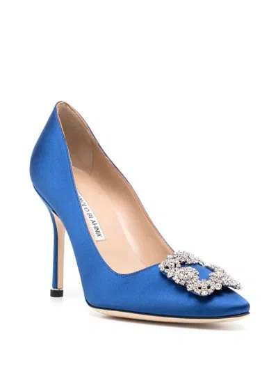 Manolo Blahnik Hangisi 105mm Satin High-heel Pumps In Blue