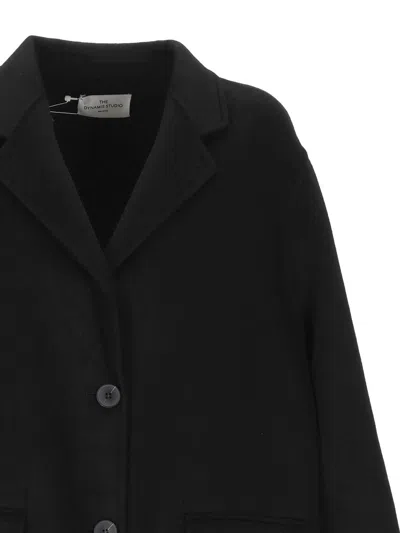 The Dynamis Studio Unlined Wool Coat With Flap Pockets In Black