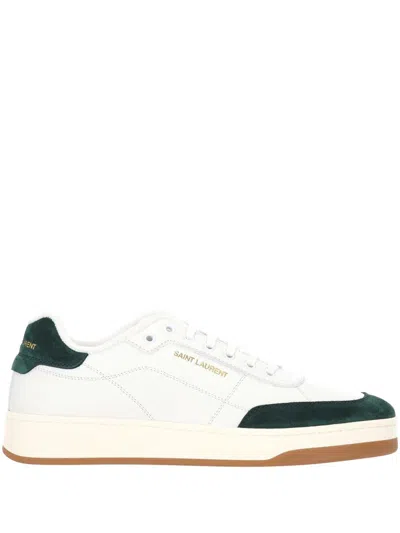 Saint Laurent Sl61 Leather Sneakers Signature Sole In Green