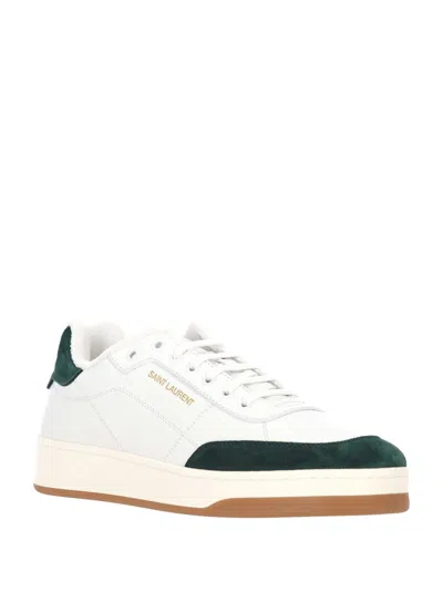 Saint Laurent Sl61 Leather Sneakers Signature Sole In Green