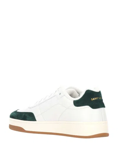 Saint Laurent Sl61 Leather Sneakers Signature Sole In Green
