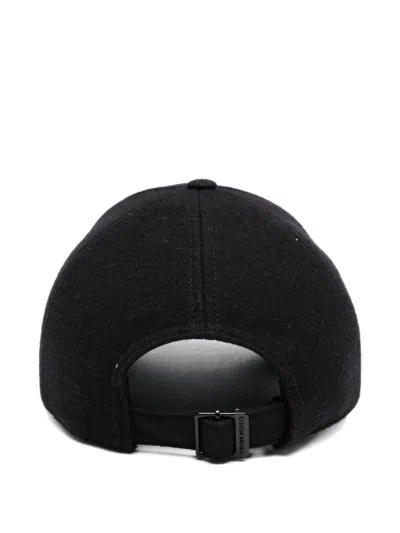 Saint Laurent Logo Baseball Cap In Blue