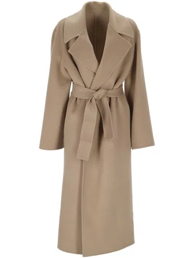 Alberta Ferretti Alberta Ferreti Coat In Double-face Wool In Neutral