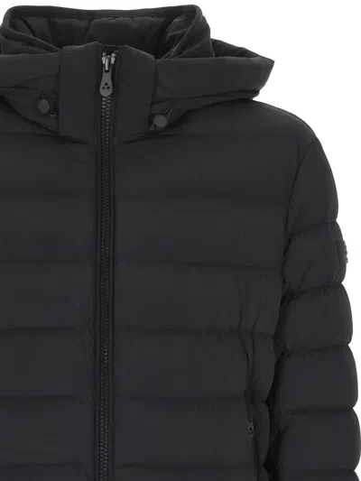 Peuterey Quilted Black Puffer Jacket With Hooded Design In Black