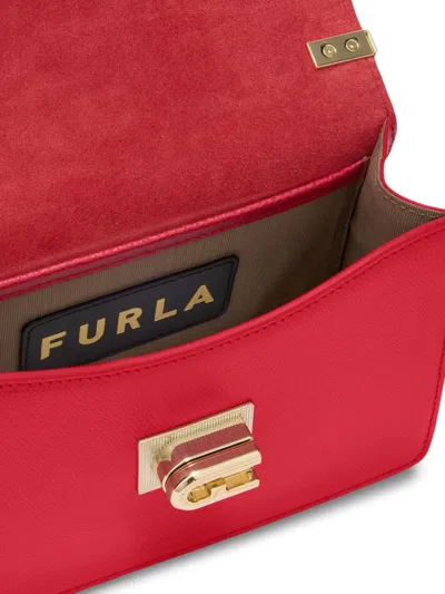 Furla Logo-engraved Chain Shoulder Bag In Red