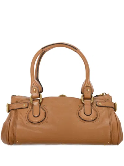 Chloé Chloe Paddington Medium Grained Leather Shoulder Bag In Brown
