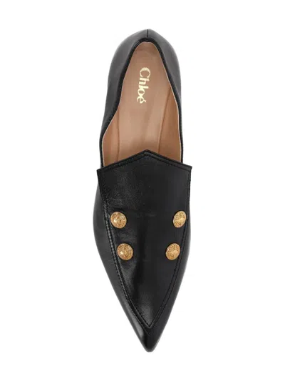 Chloé Agnes Pointed-toe Embellished Loafers In Black