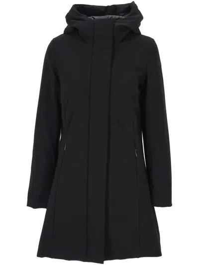 Rrd Wraparound-hood Down Coat In Black