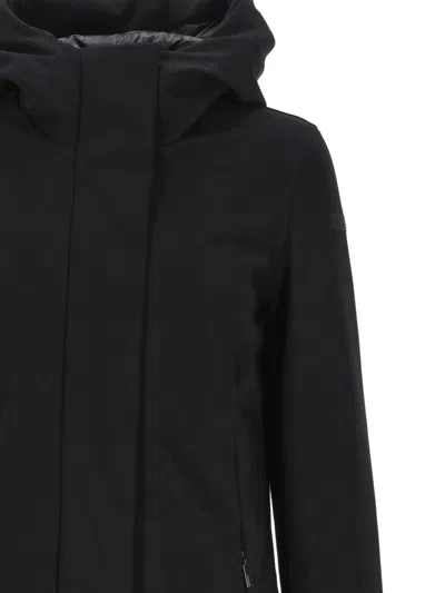 Rrd Wraparound-hood Down Coat In Black