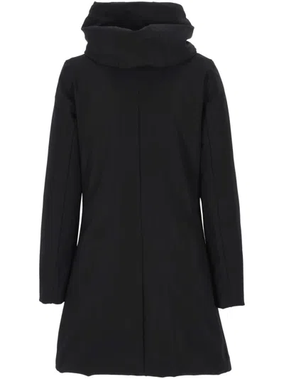 Rrd Wraparound-hood Down Coat In Black