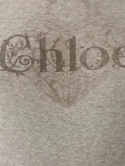 Chloé Baby Fit T-shirt With Logo In Cotton Jersey In Gray