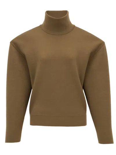 Saint Laurent Turtleneck Sweater In Brown