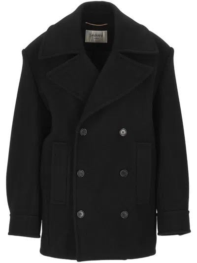 Saint Laurent Coats In Black