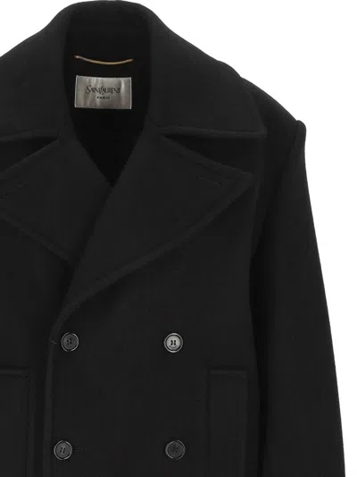 Saint Laurent Coats In Black