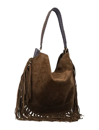 Isabel Marant Oskan Hobo Soft Shoulder Bag In Brown Suede
