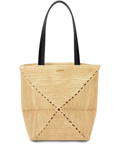 Loewe Medium Puzzle Fold Shoulder Bag In Neutral