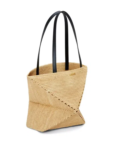 Loewe Medium Puzzle Fold Shoulder Bag In Neutral