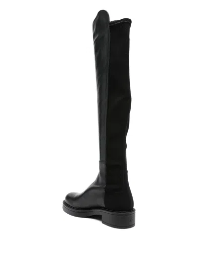 Stuart Weitzman Keelan Leather And Neoprene Over-the-knee Boots In Black