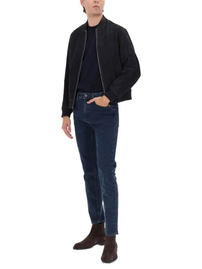 Hugo Boss Ribbed Collar Jacket Side Pockets In Blue