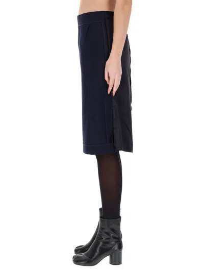 Maison Margiela Midi Skirt With Zipper Detail In Blue