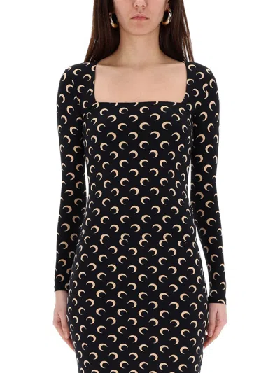 Marine Serre Long-sleeved Top In Black