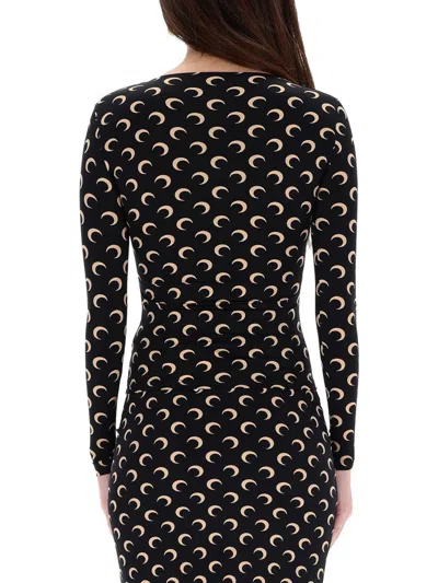 Marine Serre Long-sleeved Top In Black