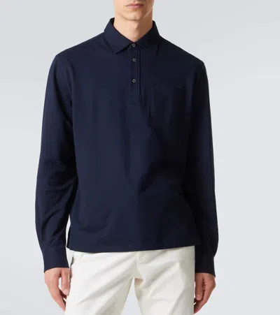 Ralph Lauren Cotton And Cashmere Polo Shirt In Blue