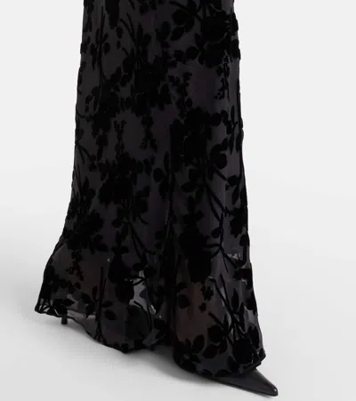 Rodarte Devoré Floral Velvet Gown In Black