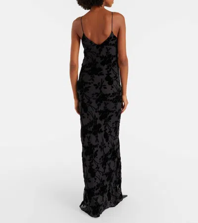 Rodarte Devoré Floral Velvet Gown In Black