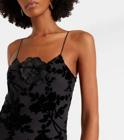 Rodarte Devoré Floral Velvet Gown In Black