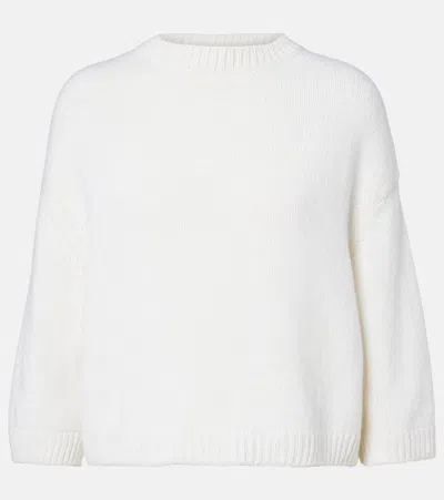 Khaite Sabina Cropped Cashmere Sweater In White