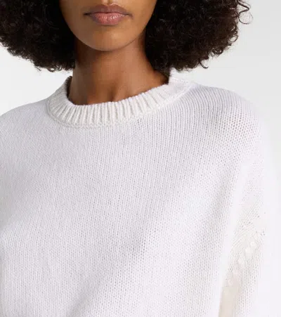 Khaite Sabina Cropped Cashmere Sweater In White