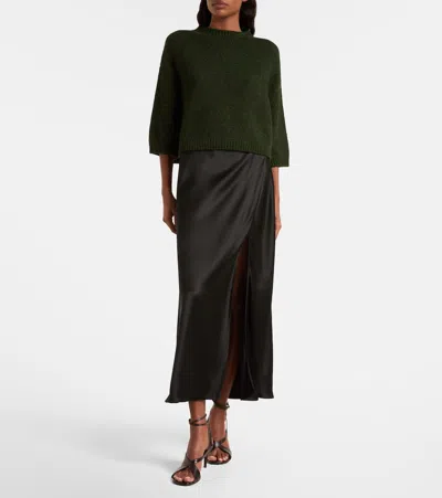 Khaite Sabina Cropped Cashmere Sweater In Green