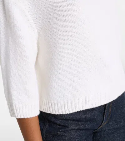 Khaite Sabina Cropped Cashmere Sweater In White